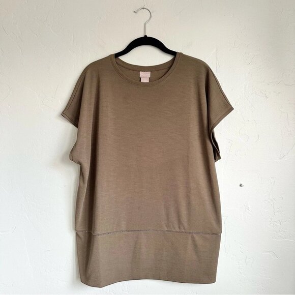Chico's | Women's Short Dolman Sleeve Fall Olive Green Blouse Top - Picture 1 of 7